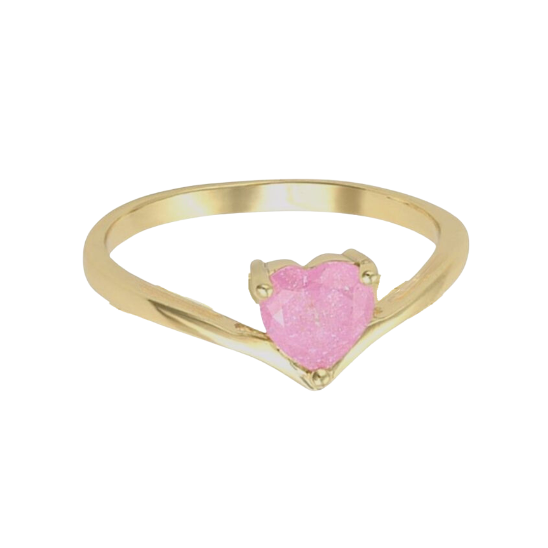 ピンク ハート CZ リング