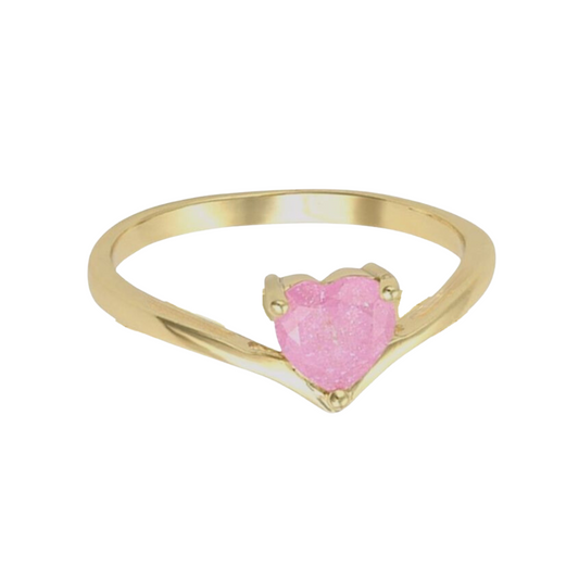 Pink Heart CZ Ring