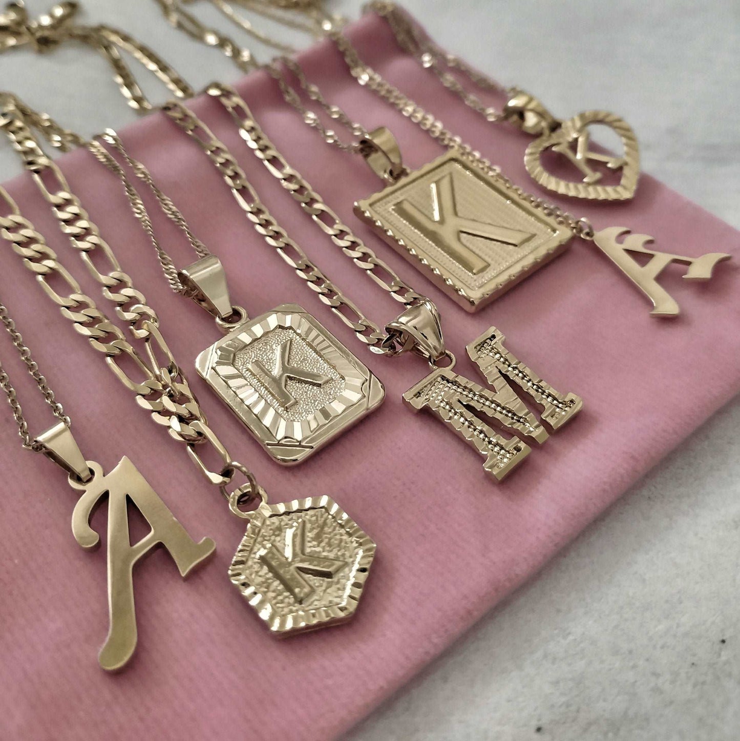 Necklaces Ancient English Goth Initial Necklace KHLOE JEWELS
