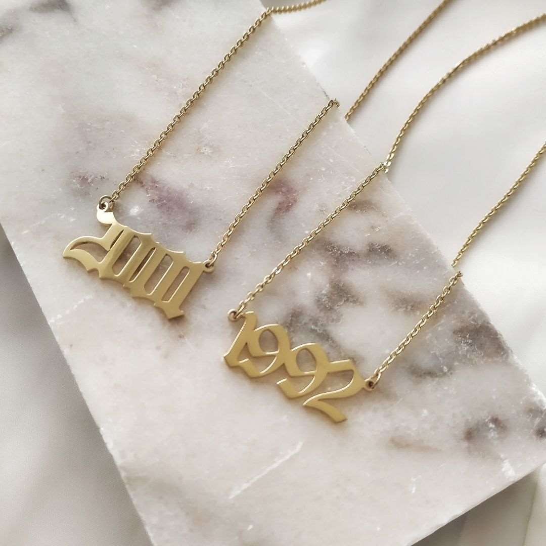 Necklaces Ancient Old English Birth Year Necklace KHLOE JEWELS