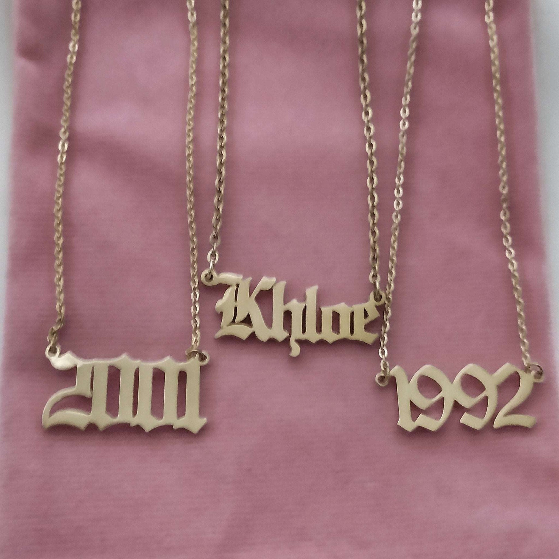 Necklaces Ancient Old English Birth Year Necklace KHLOE JEWELS