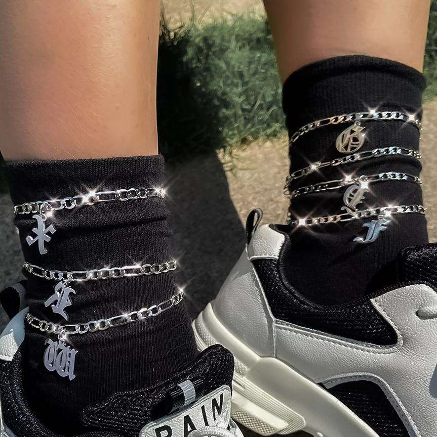 Anklets Ancient Old English Initial Figaro Anklet KHLOE JEWELS