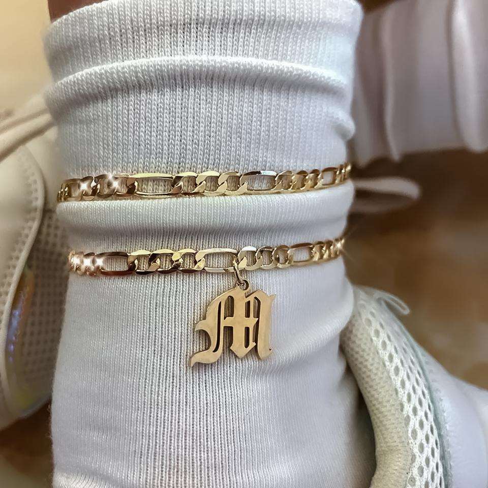Anklets Ancient Old English Initial Figaro Anklet KHLOE JEWELS