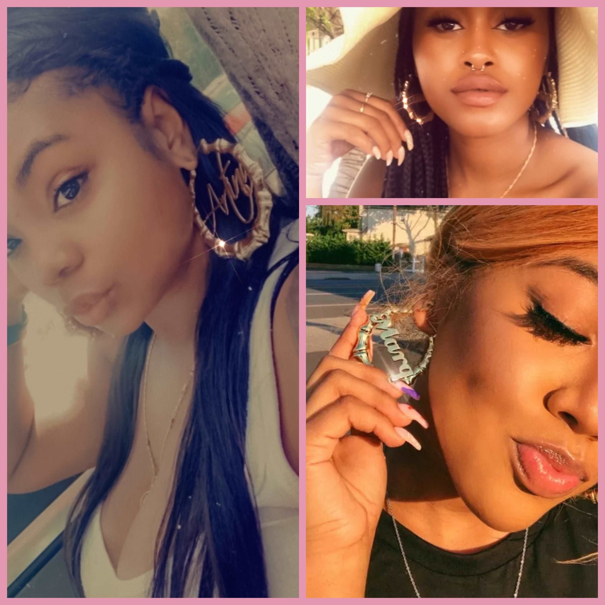 Earrings Bamboo Custom Name Hoop Earrings KHLOE JEWELS Custom Jewelry