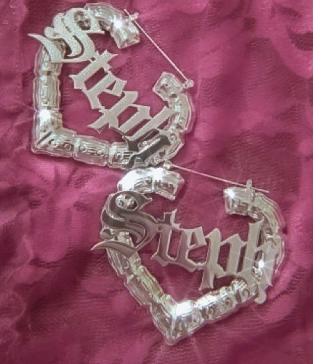 Earrings Bamboo Heart Custom Name Hoop Earrings KHLOE JEWELS Custom Jewelry