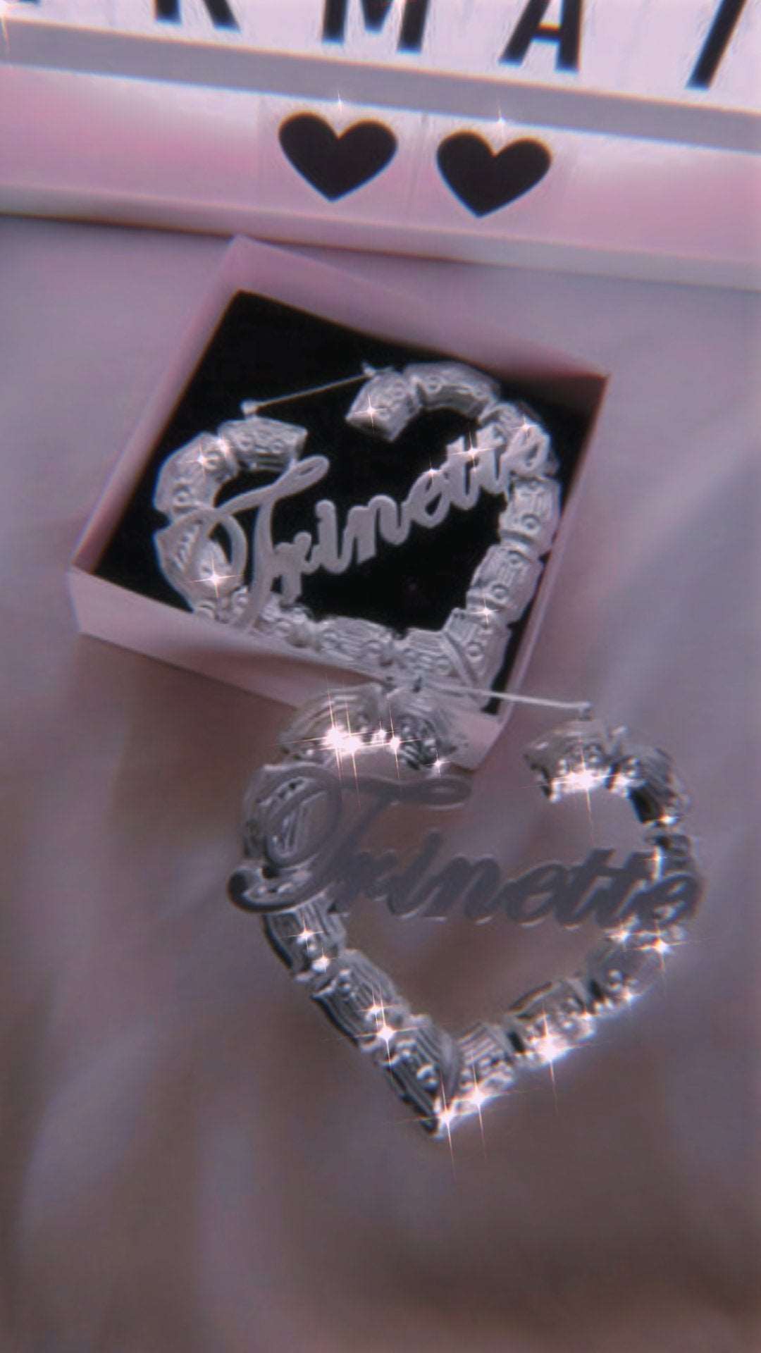 Earrings Bamboo Heart Custom Name Hoop Earrings KHLOE JEWELS Custom Jewelry