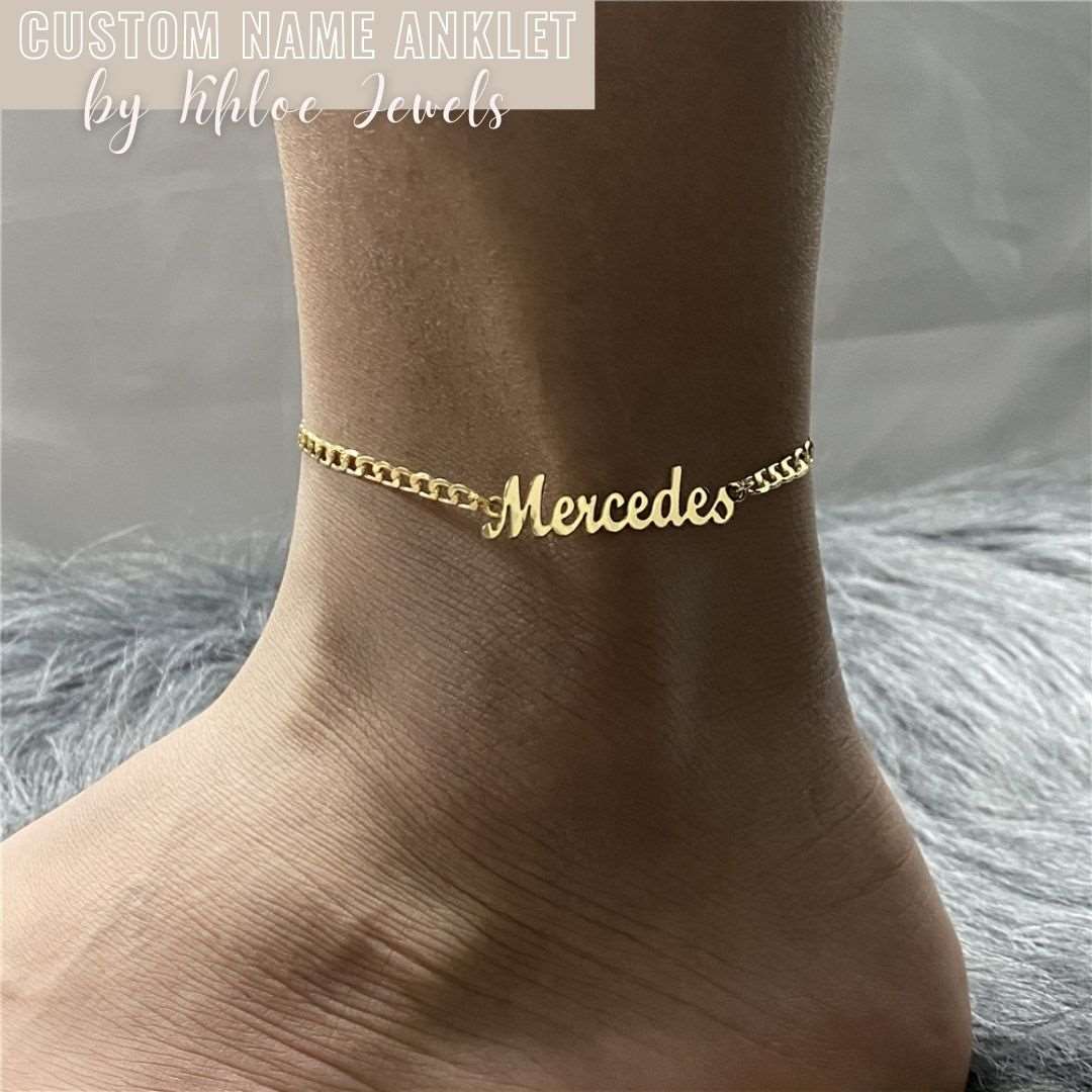 Anklets Cuban Link Custom Name Anklet KHLOE JEWELS Custom Jewelry
