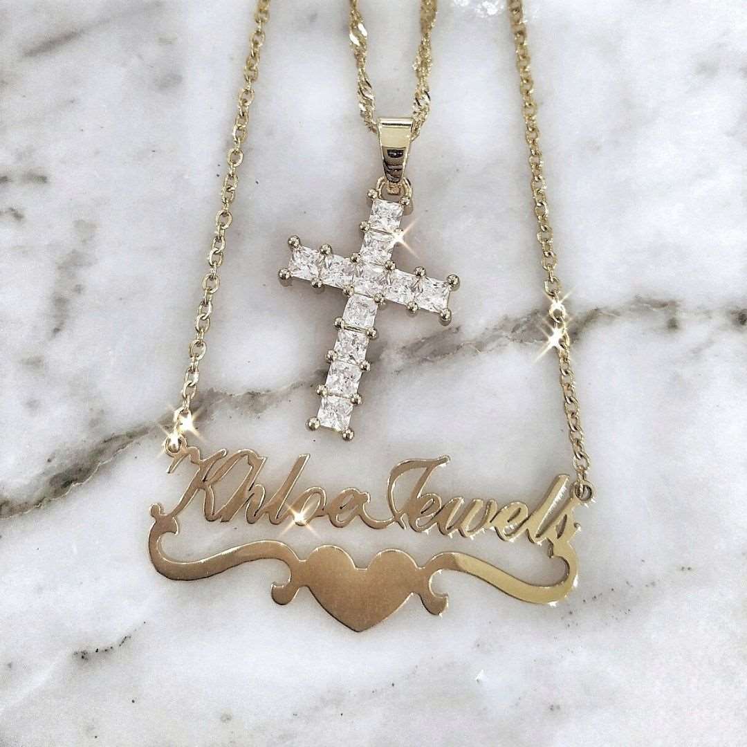 Necklaces Flourish Heart Custom Name Necklace KHLOE JEWELS Custom Jewelry