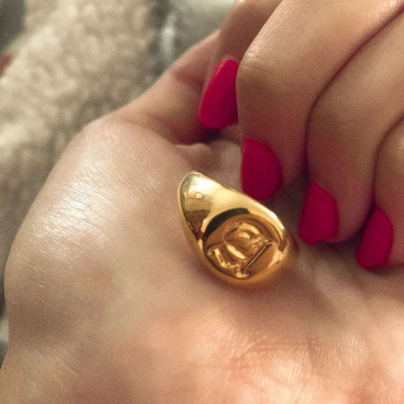 Rings Gothic Initial Seal Ring KHLOE JEWELS