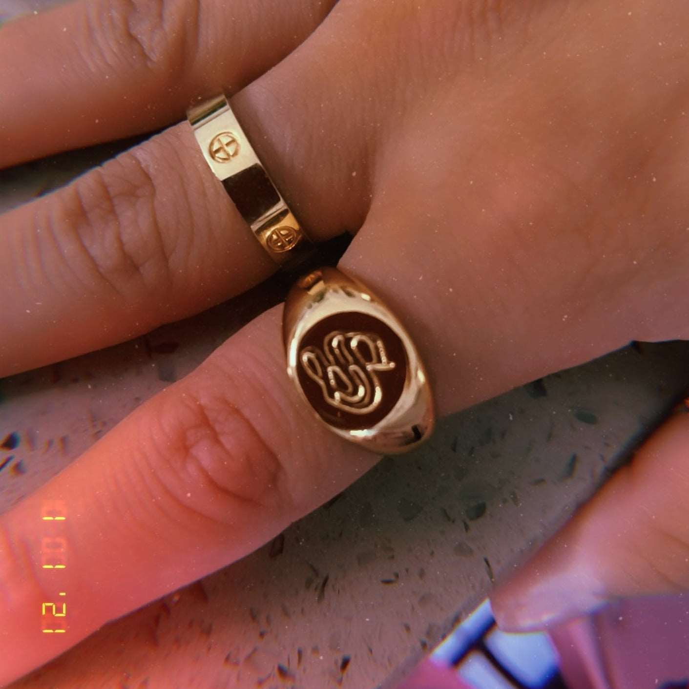 Rings Gothic Initial Seal Ring KHLOE JEWELS
