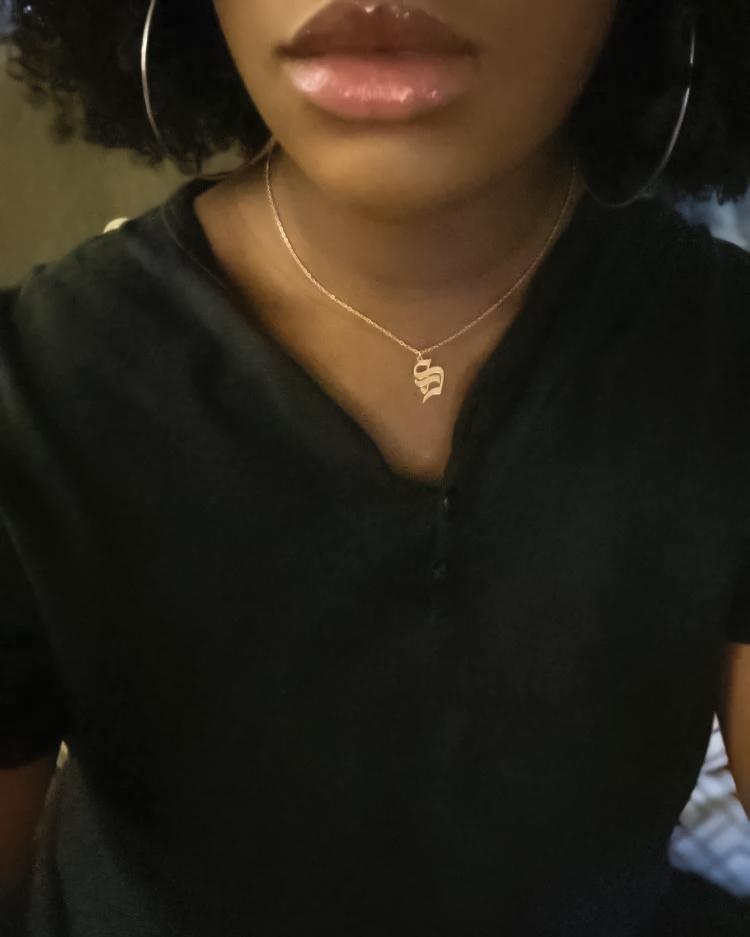 Necklaces Ancient English Goth Initial Necklace KHLOE JEWELS