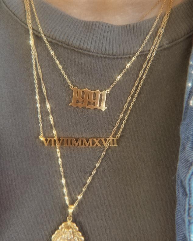 Necklaces Ancient Old English Birth Year Necklace KHLOE JEWELS