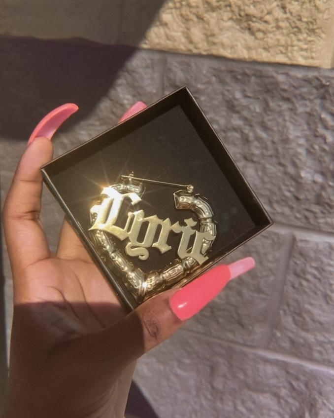 Earrings Bamboo Heart Custom Name Hoop Earrings KHLOE JEWELS Custom Jewelry