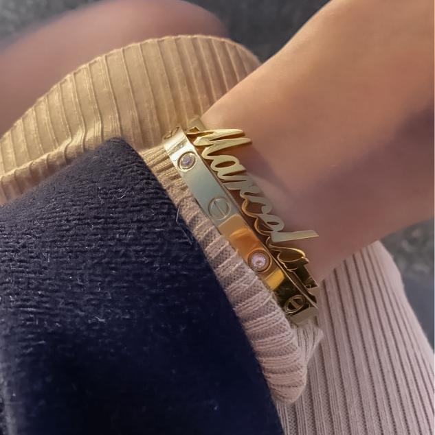 Bracelets Custom Name Bangle Bracelet KHLOE JEWELS Custom Jewelry
