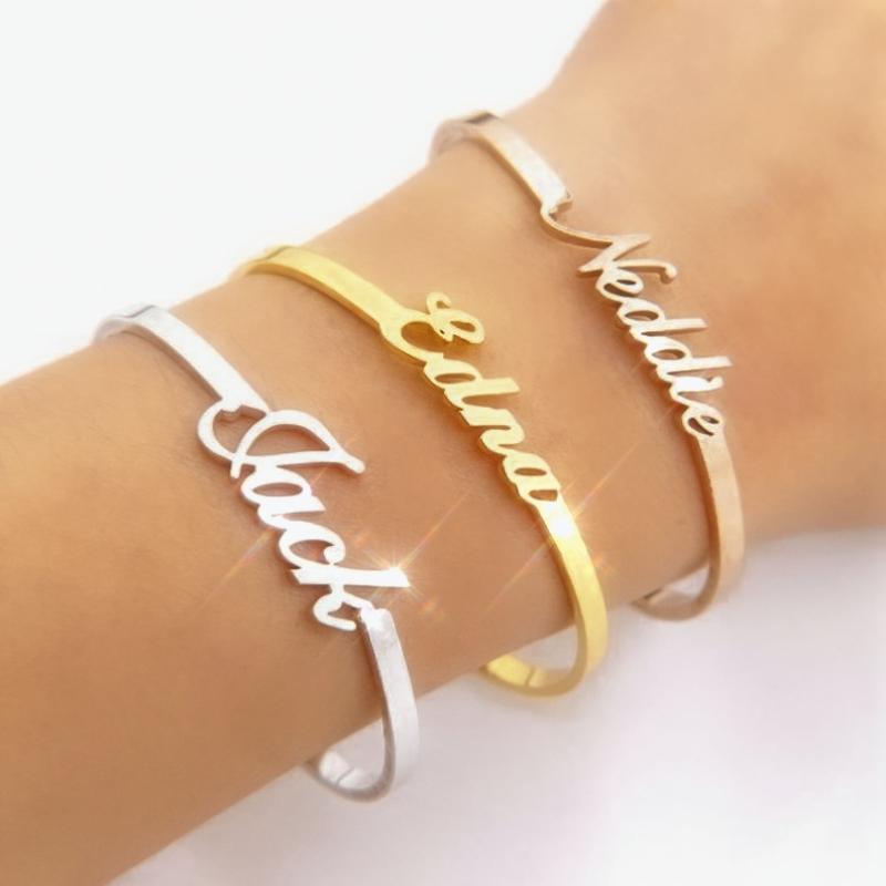 Bracelets Custom Name Bangle Bracelet KHLOE JEWELS Custom Jewelry