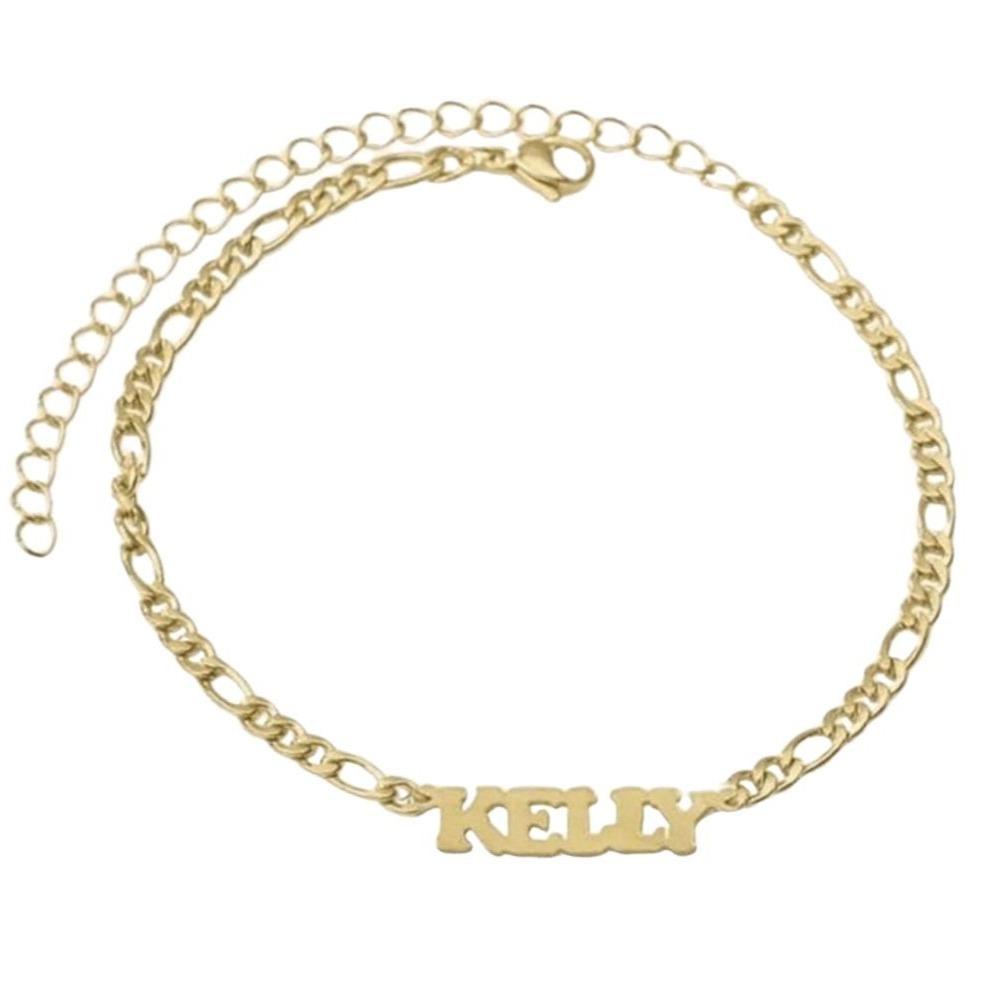 Anklets Customized Name Figaro Chain Anklet KHLOE JEWELS Custom Jewelry
