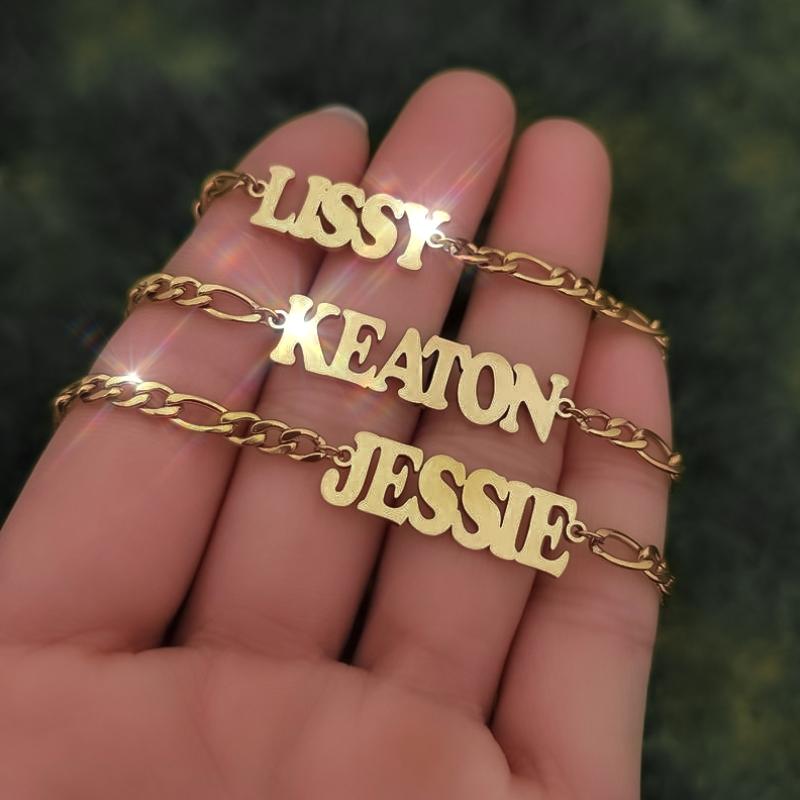Anklets Customized Name Figaro Chain Anklet KHLOE JEWELS Custom Jewelry