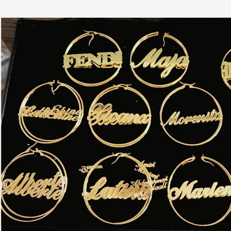 Earrings Customized Name Hoop Earrings KHLOE JEWELS Custom Jewelry