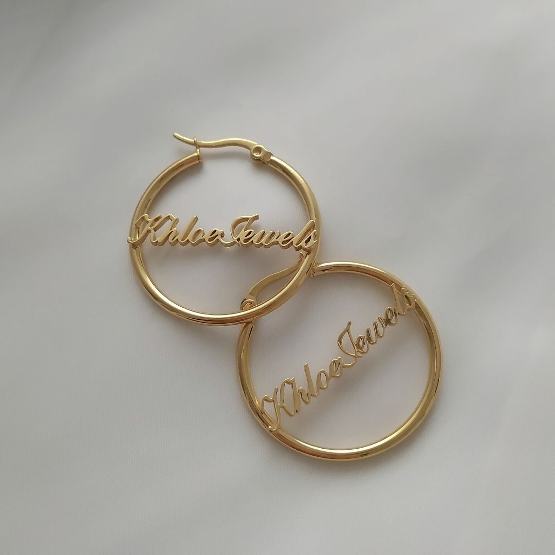 Earrings Customized Name Hoop Earrings KHLOE JEWELS Custom Jewelry