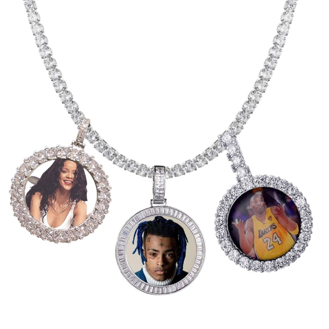 Diamond Circle Pendant With Picture Portrait Pendant – KHLOE JEWELS