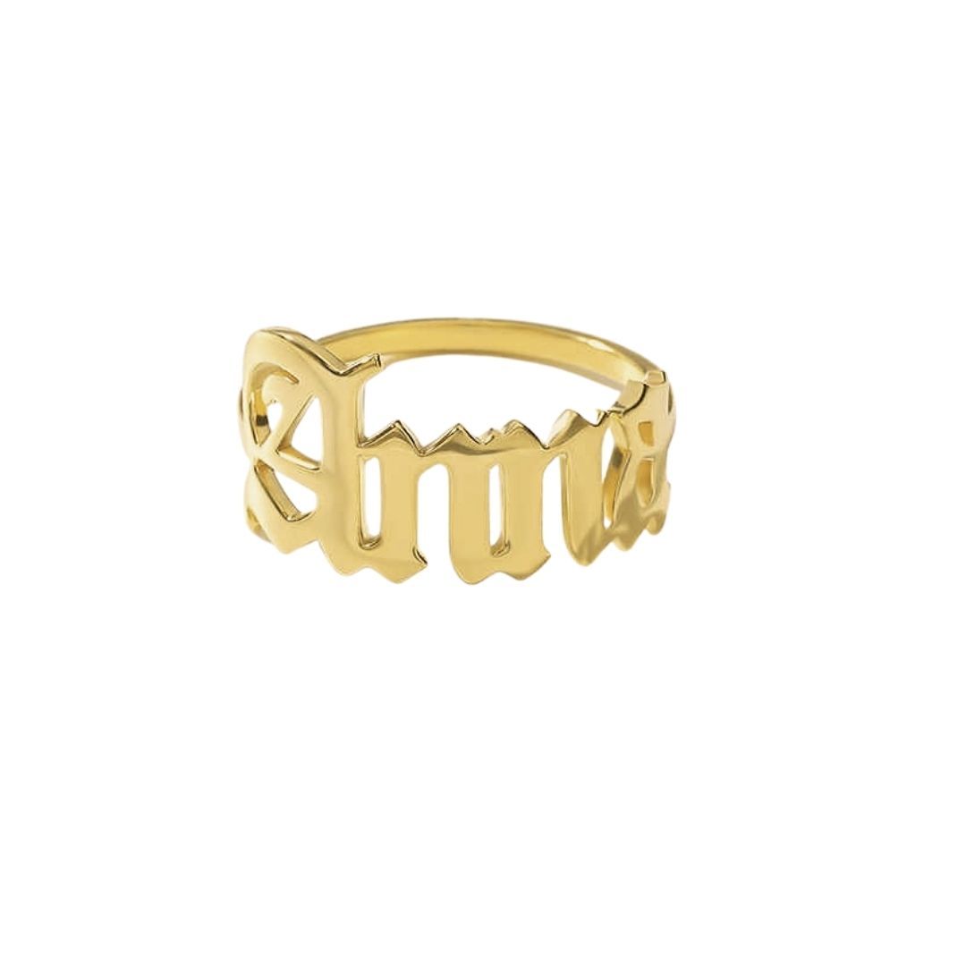 Gothic Custom Name Ring Dainty – KHLOE JEWELS