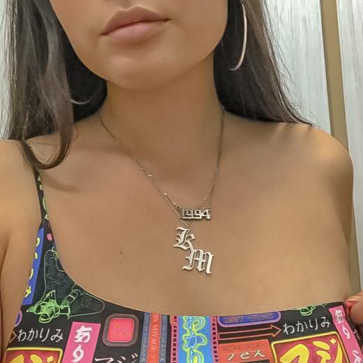 Necklaces Gothic Double Letter Custom Necklace KHLOE JEWELS Custom Jewelry
