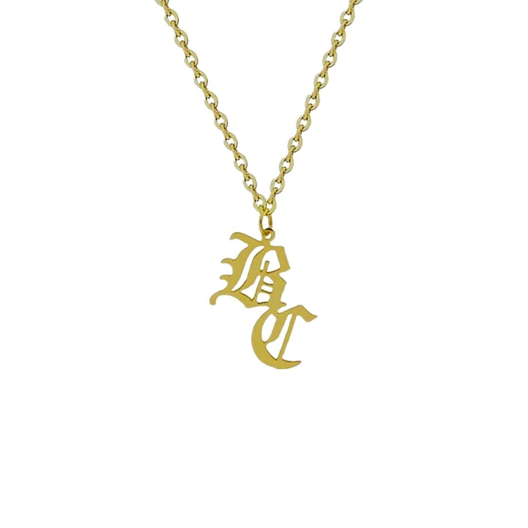 Necklaces Gothic Double Letter Custom Necklace KHLOE JEWELS Custom Jewelry