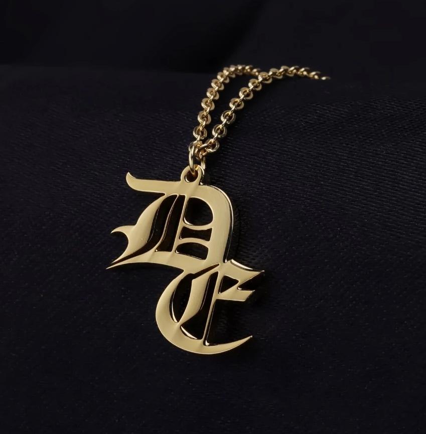 Necklaces Gothic Double Letter Custom Necklace KHLOE JEWELS Custom Jewelry