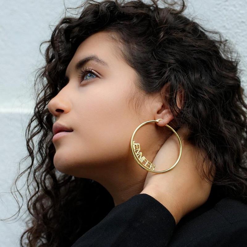 Earrings JLO Edge Custom Name Hoop Earrings KHLOE JEWELS Custom Jewelry
