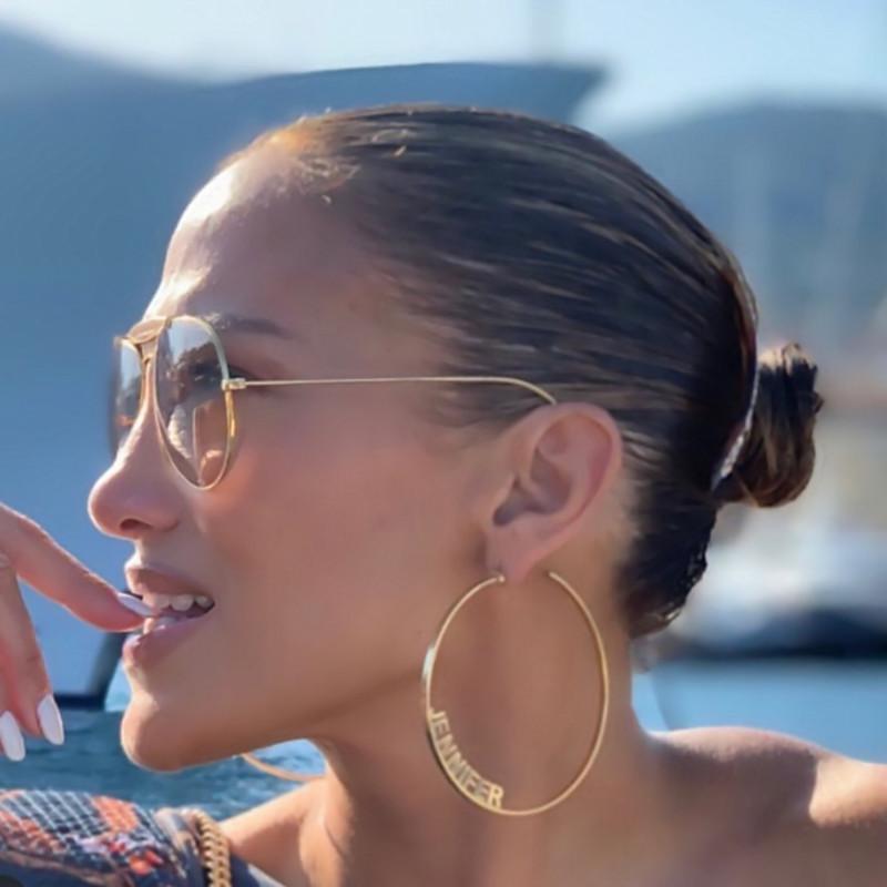 Earrings JLO Edge Custom Name Hoop Earrings KHLOE JEWELS Custom Jewelry