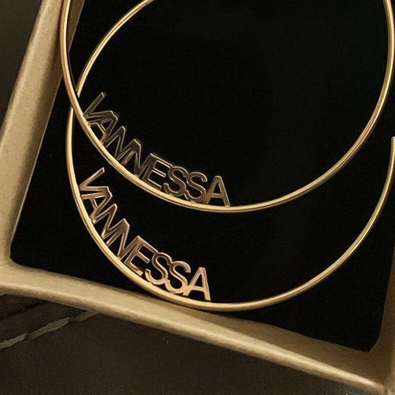 Earrings JLO Edge Custom Name Hoop Earrings KHLOE JEWELS Custom Jewelry