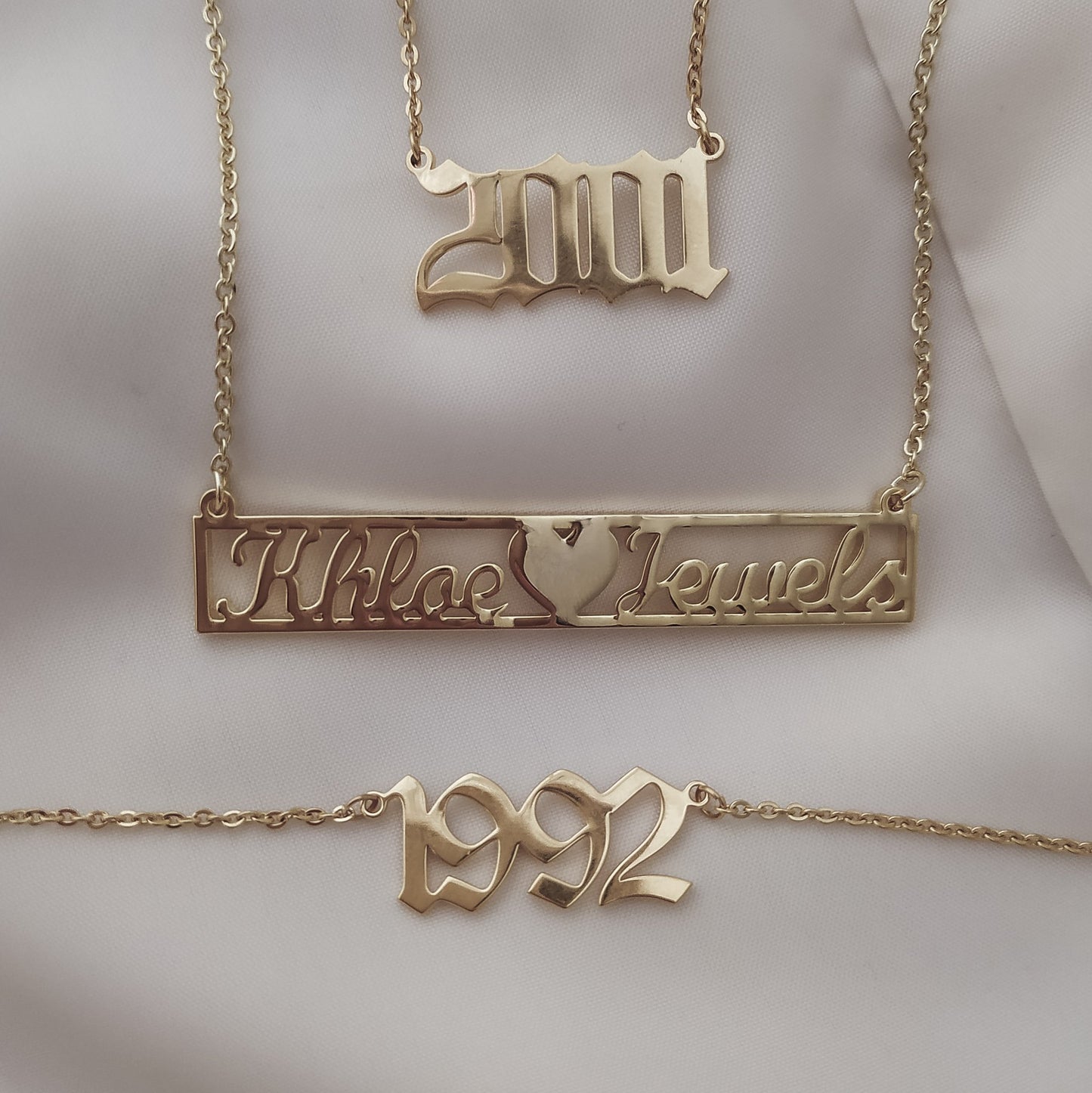 Necklaces Old English Birth Year Necklace (Dainty) KHLOE JEWELS