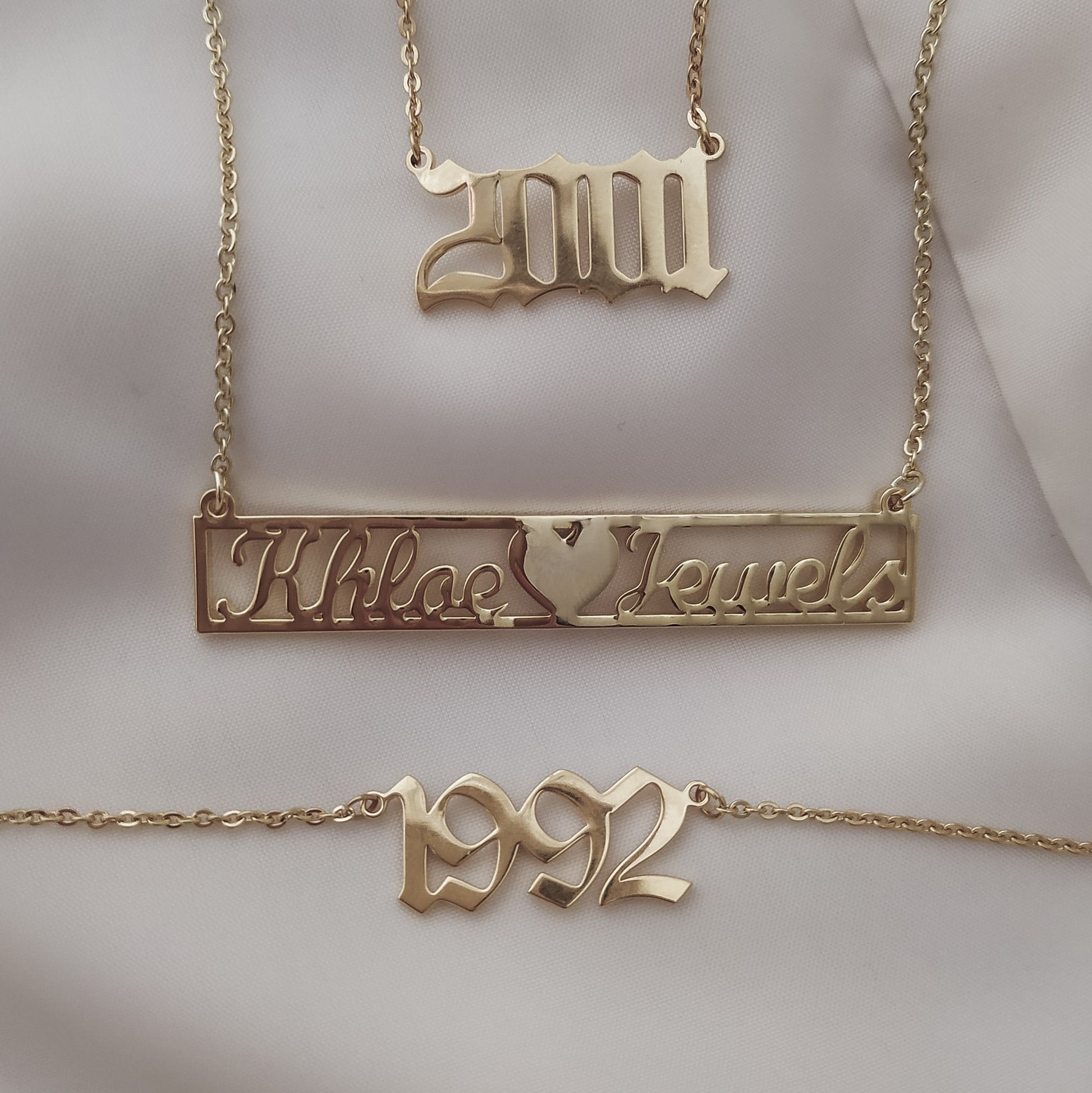 Necklaces Old English Birth Year Necklace (Dainty) KHLOE JEWELS