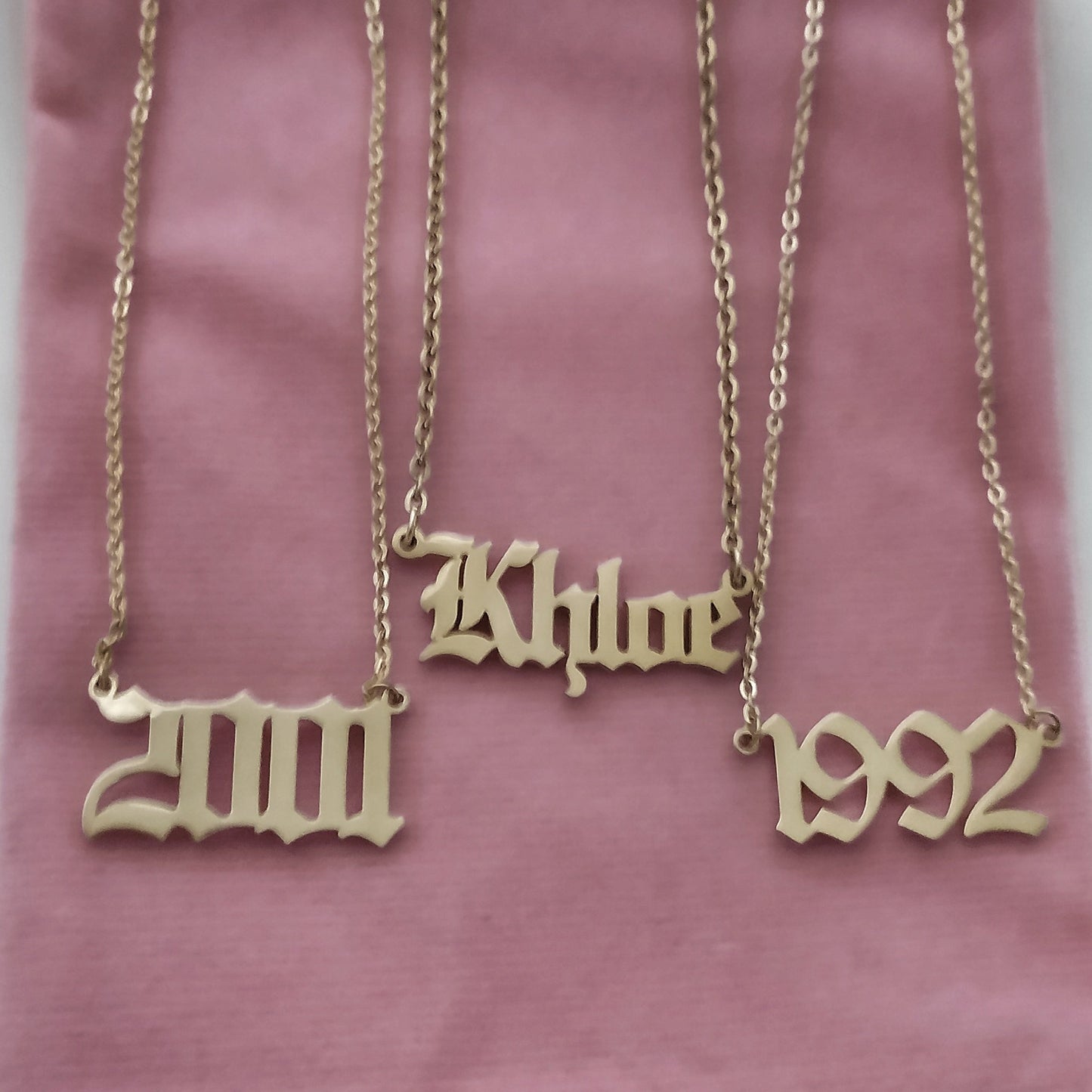 Necklaces Old English Birth Year Necklace (Dainty) KHLOE JEWELS
