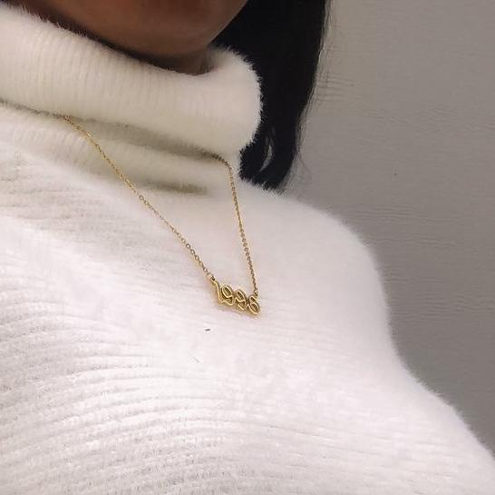 Necklaces Old English Birth Year Necklace (Dainty) KHLOE JEWELS