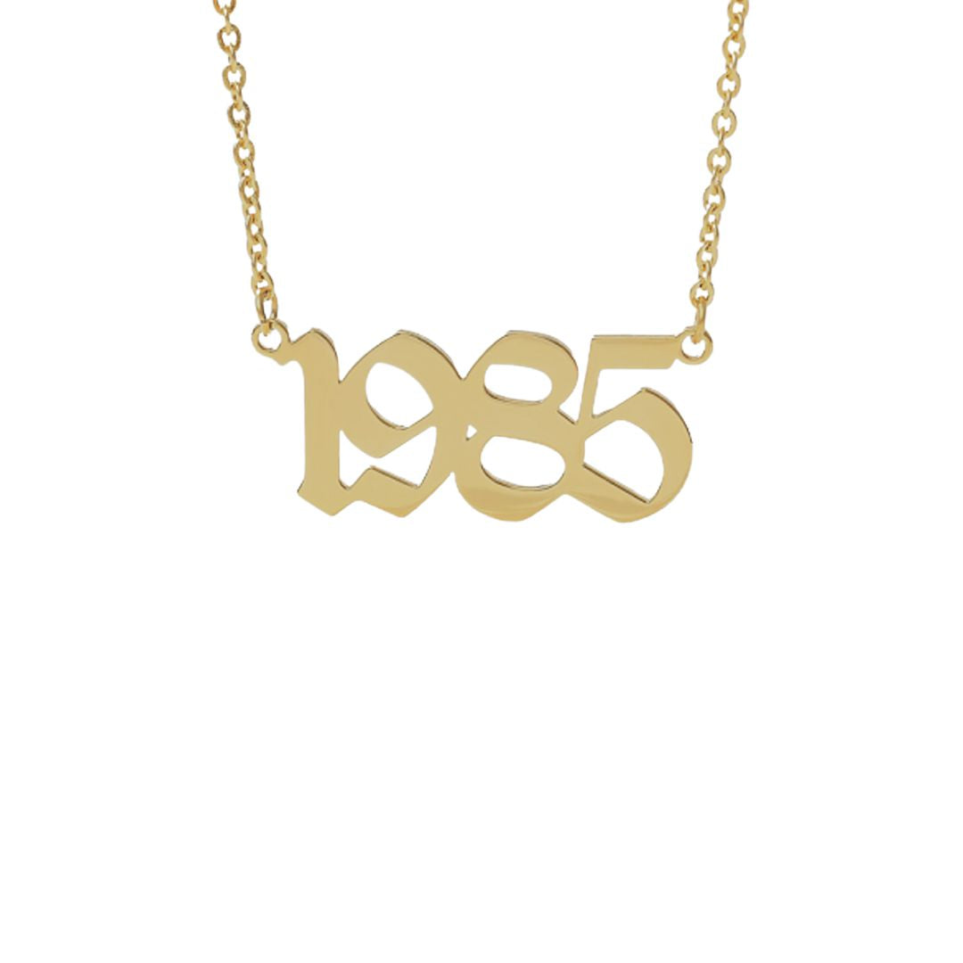 Necklaces Old English Birth Year Necklace (Dainty) KHLOE JEWELS