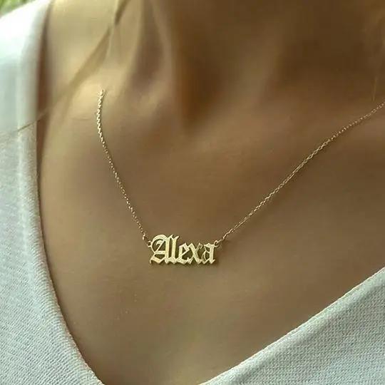 Necklaces Old English Custom Necklace KHLOE JEWELS Custom Jewelry