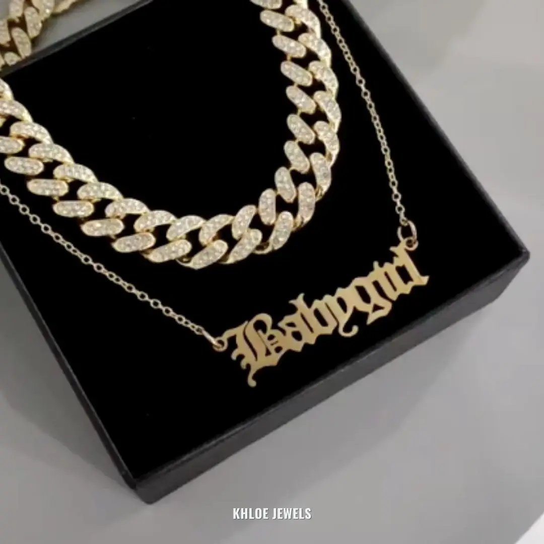 Necklaces Old English Custom Necklace KHLOE JEWELS Custom Jewelry