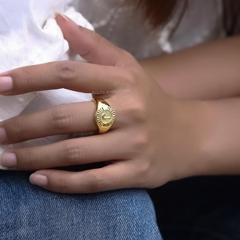 Ring Round Initial Chunky Signet KHLOE JEWELS Sale