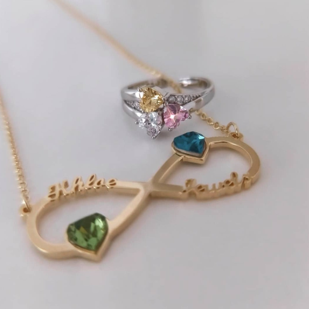 Rings Serene Heart CZ Custom Birthstones Ring KHLOE JEWELS