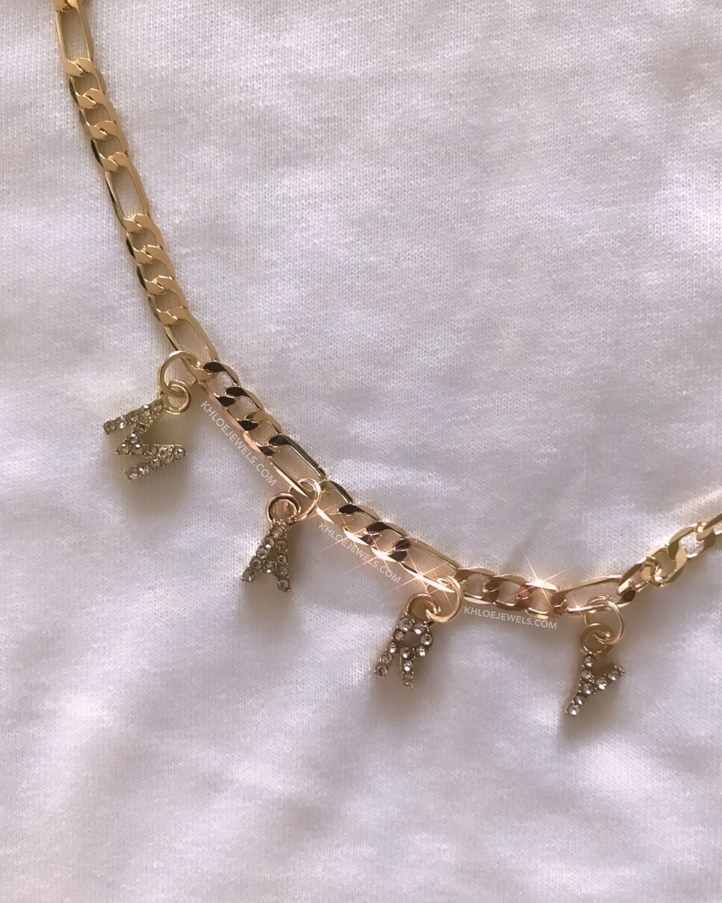 Necklaces Venice Charm Letters Custom Figaro Necklace KHLOE JEWELS Custom Jewelry