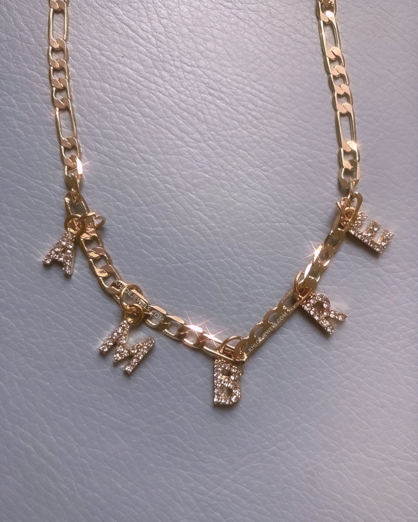 Necklaces Venice Charm Letters Custom Figaro Necklace KHLOE JEWELS Custom Jewelry