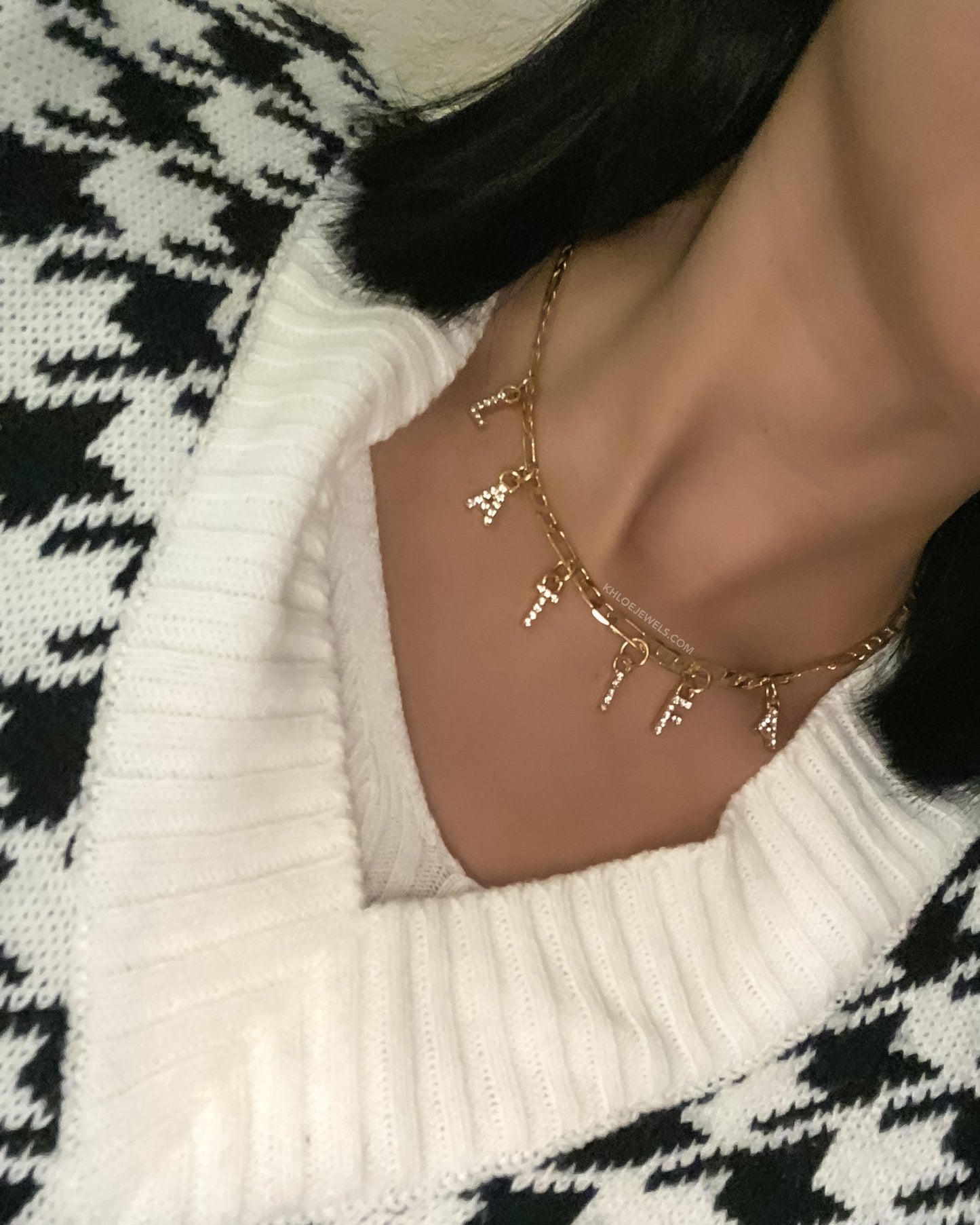 Necklaces Venice Charm Letters Custom Figaro Necklace KHLOE JEWELS Custom Jewelry