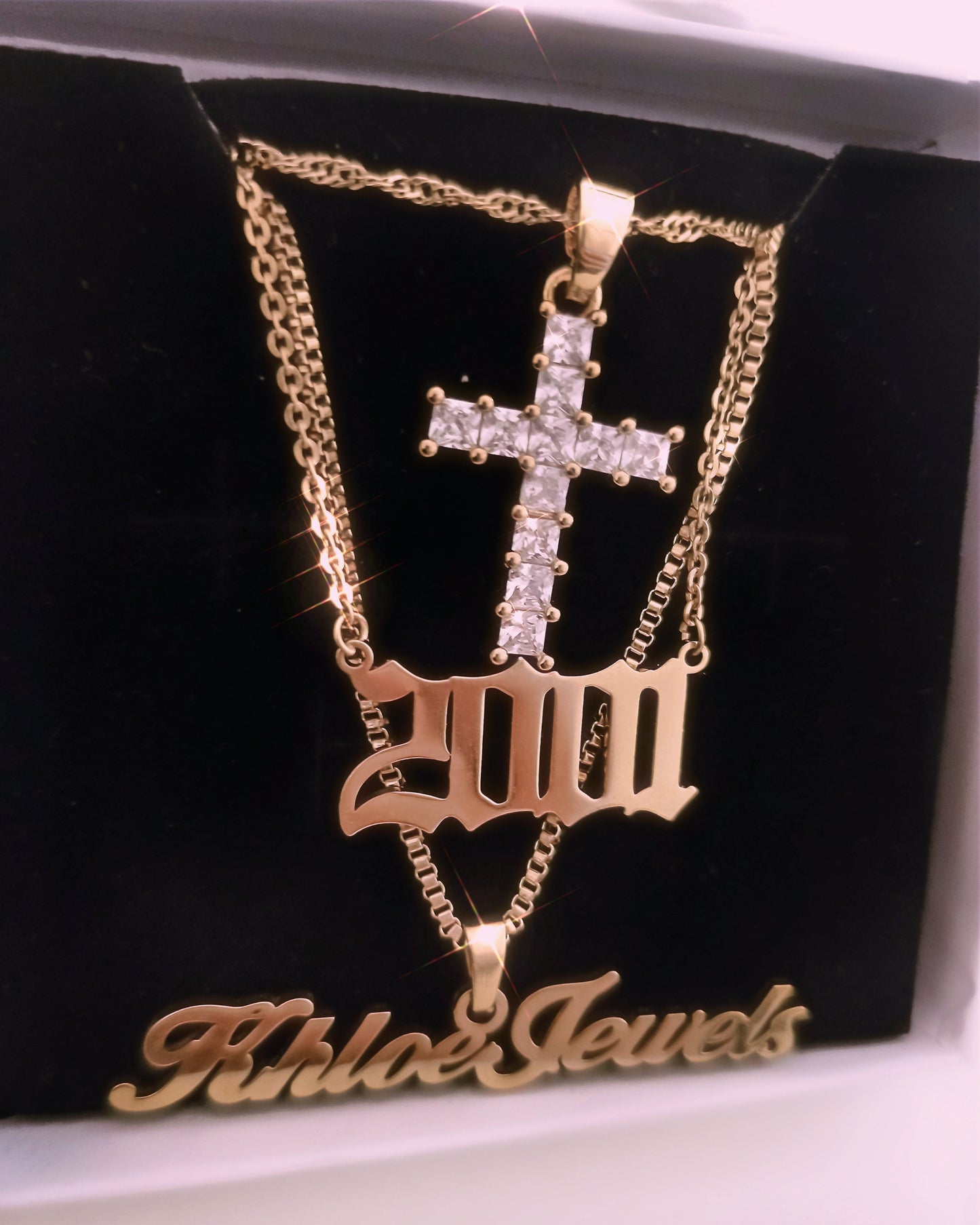 Necklaces Vie Custom Name Box Chain Plunge Necklace KHLOE JEWELS Custom Jewelry