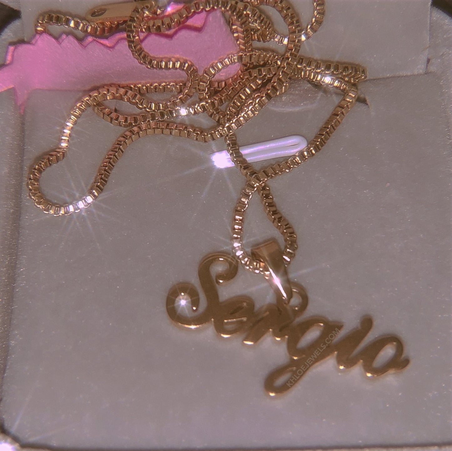 Necklaces Vie Custom Name Box Chain Plunge Necklace KHLOE JEWELS Custom Jewelry