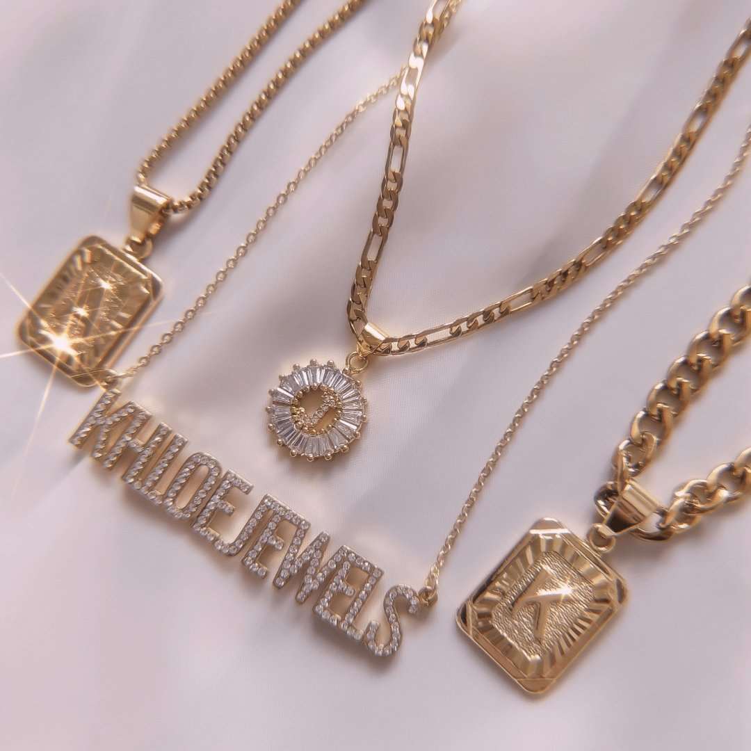 Necklaces 18K Gold Lux Initial Cuban Chain Necklace KHLOE JEWELS