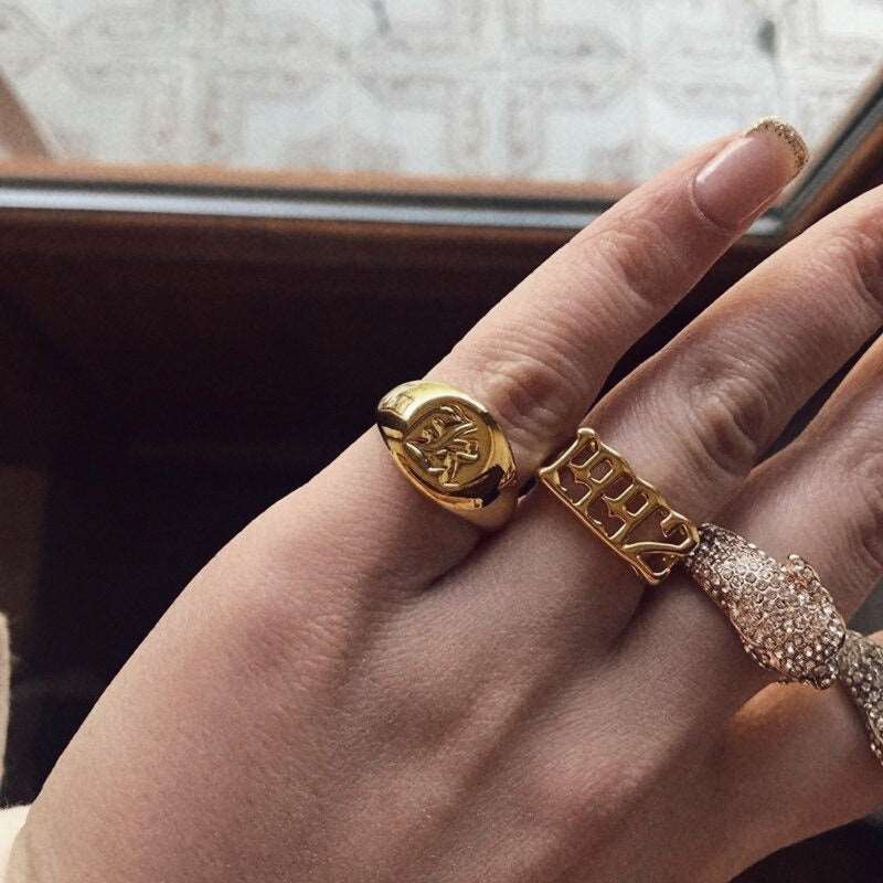 Rings Alfie Initial Signet Ring KHLOE JEWELS