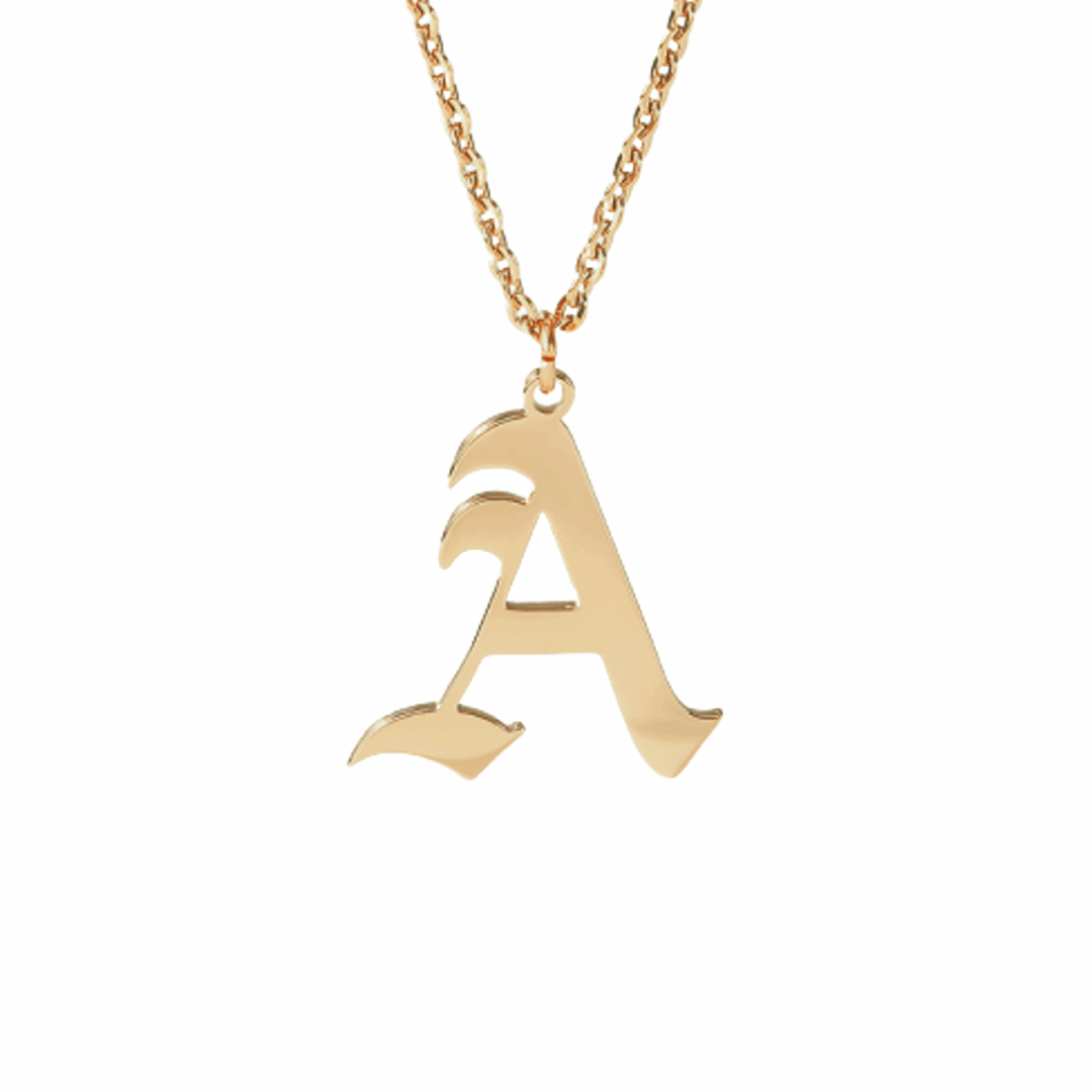 Necklaces Ancient English Goth Initial Necklace KHLOE JEWELS