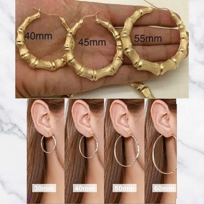 Earrings Bamboo Custom Name Hoop Earrings KHLOE JEWELS Custom Jewelry