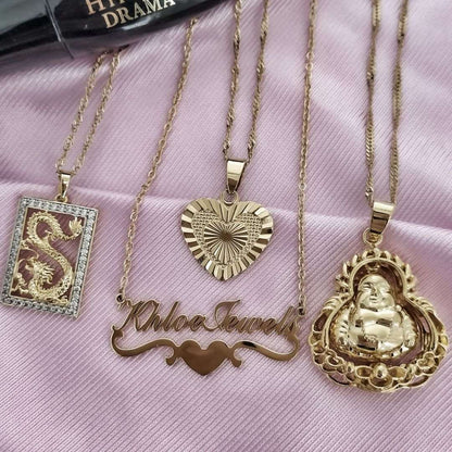 Necklaces Flourish Heart Custom Name Necklace KHLOE JEWELS Custom Jewelry